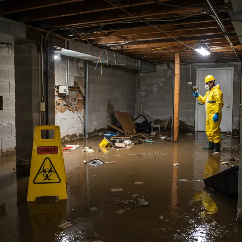 Flooded Basement Electrical Hazard in Indianola, MS Property